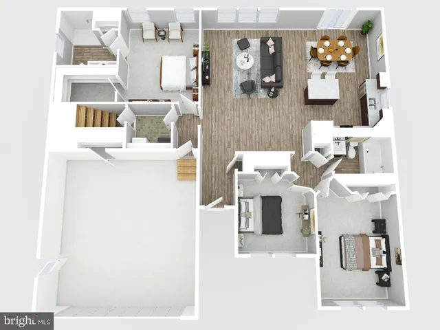 a view of a house with a small yard and wooden floor and fence