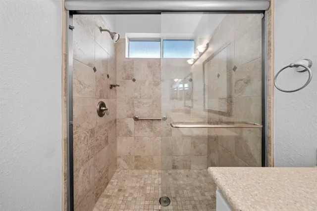 a bathroom with a shower