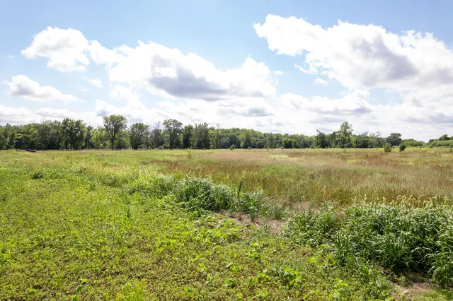a view of outdoor space with green field and trees