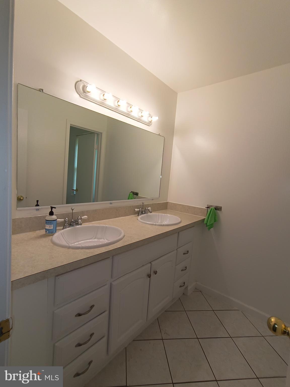 8835 Tuckerman Lane Potomac, MD 20854 - Photo 34 of 46 a bathroom with a double vanity sink and a mirror