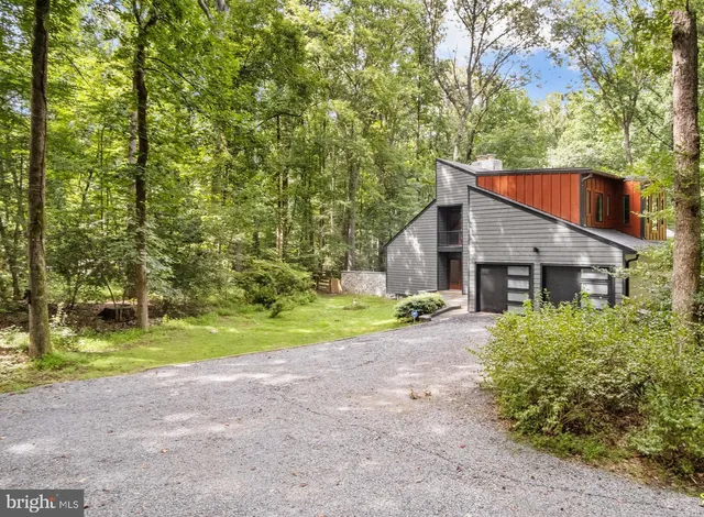 a view of backyard of house and trees