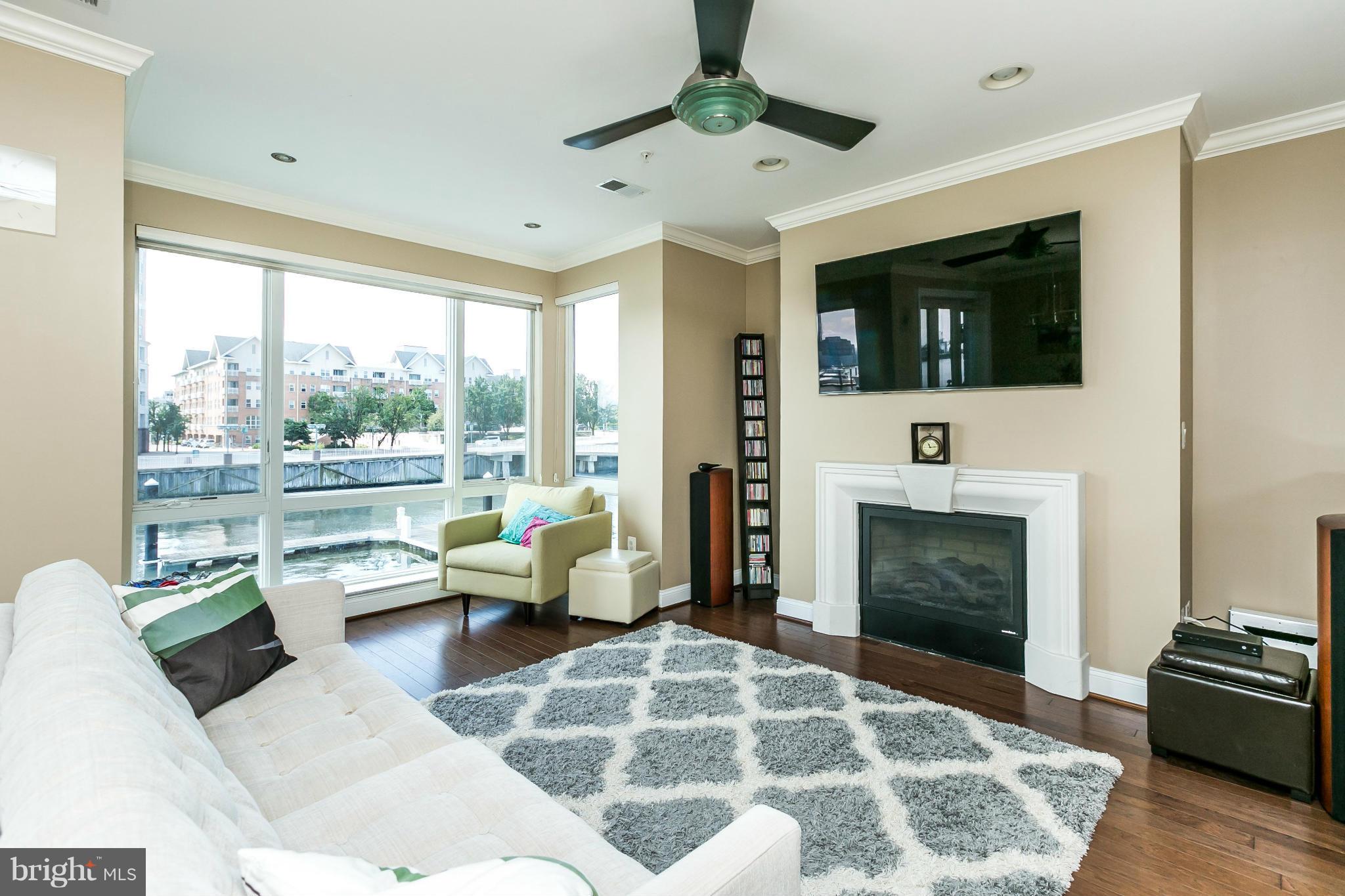 639 Ponte Villas South, Unit 128 Baltimore, MD 21230 - Photo 10 of 46 a living room with furniture and a fireplace