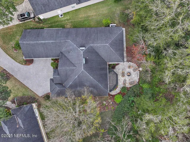 an aerial view of a house