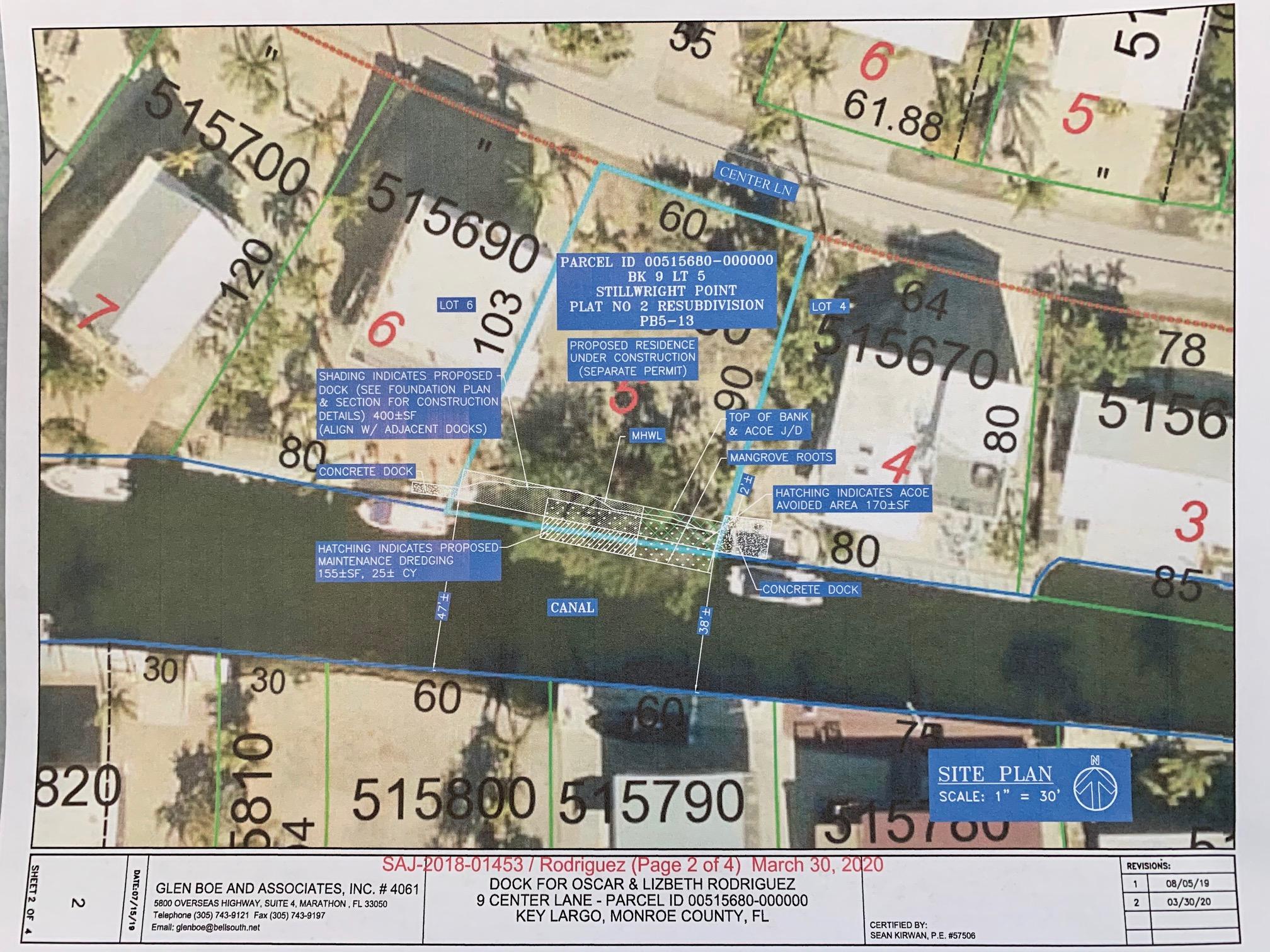 9 Center Lane Key Largo, FL 33037 - Photo 35 of 36 Dock Mapping Aerial with notes for 9 Cen