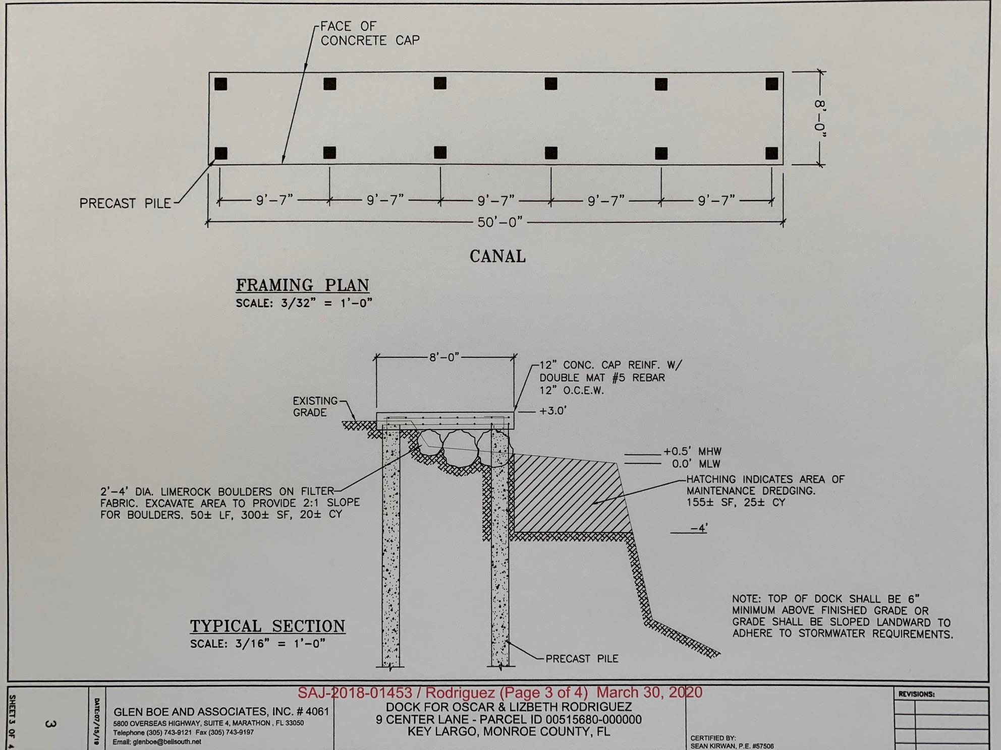 9 Center Lane Key Largo, FL 33037 - Photo 36 of 36 Dock Plans for 50 ft concrete dock for 9