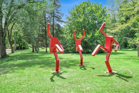 a view of a park with swings