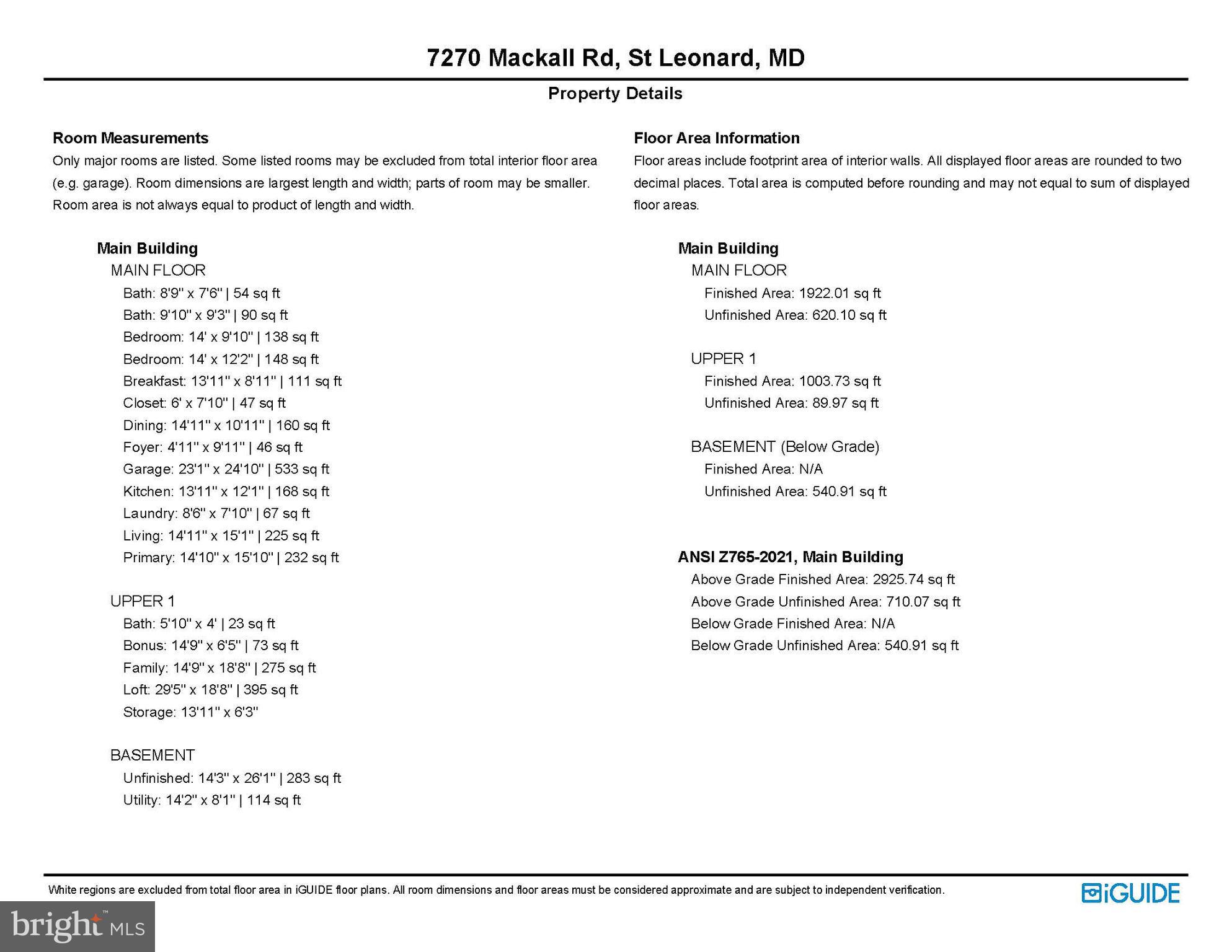 7270 Mackall Road St. Leonard, MD 20685 - Photo 48 of 48 Floor Plan Details