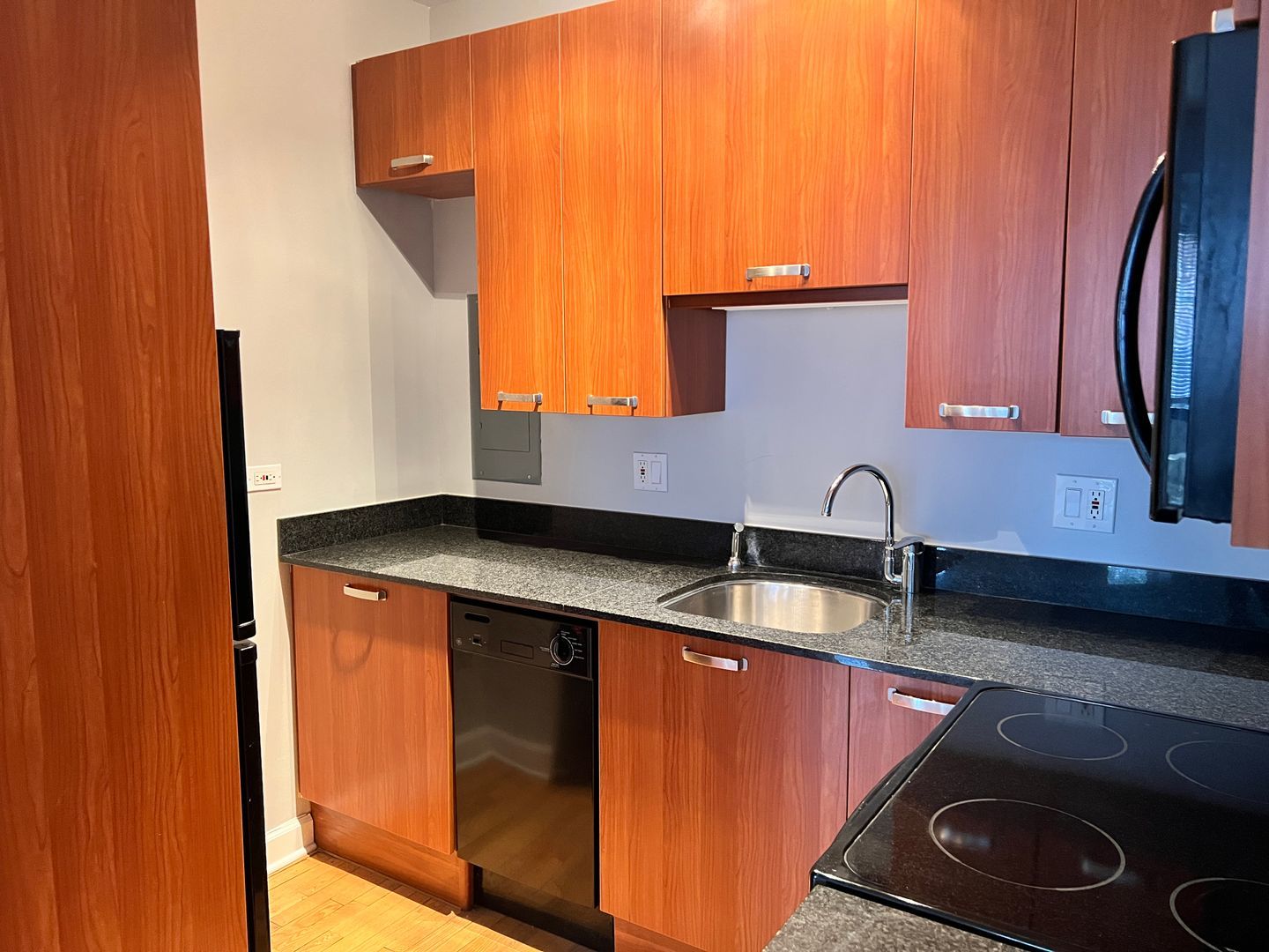 732 West Bittersweet Place, Unit 1208 Chicago, IL 60613 - Photo 3 of 18 a kitchen with a sink a stove and a microwave