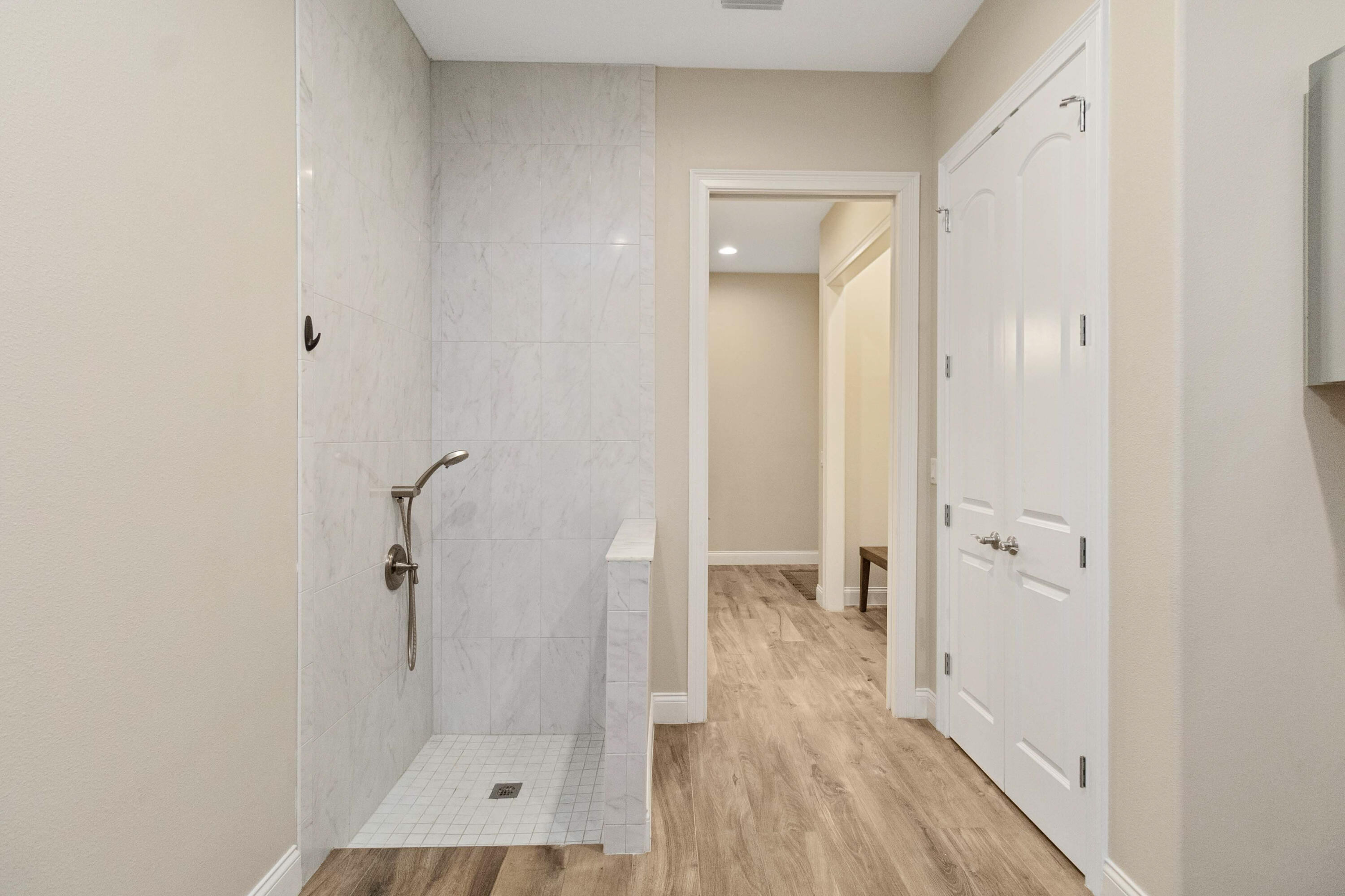 3640 Corey Road Grant Valkaria, FL 32950 - Photo 45 of 77 a bathroom with a shower and a glass door