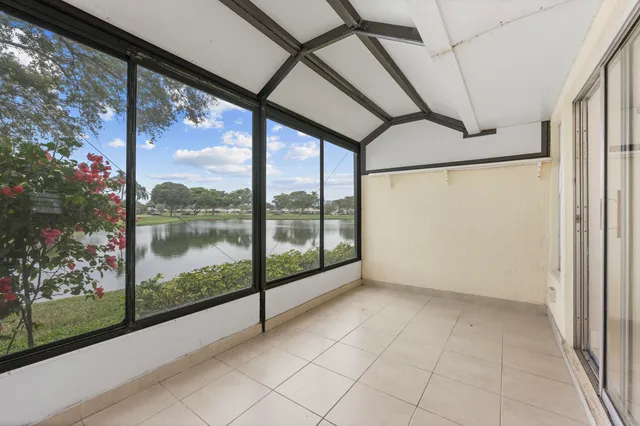 a view of an outdoor space with a large window