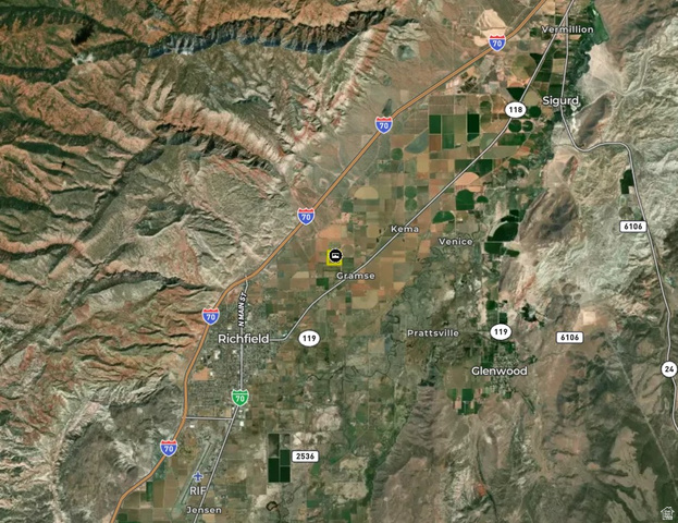 2070 East Tbd Road North Richfield, UT 84701 - Photo 32 of 35 Satellite Map. Displaying the geographical context and surrounding infrastructure of the property