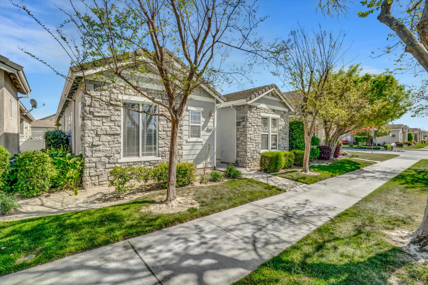 1678 Calhoun Avenue Ripon, CA 95366 - Photo 3 of 31 a view of a brick house with a large windows and large trees