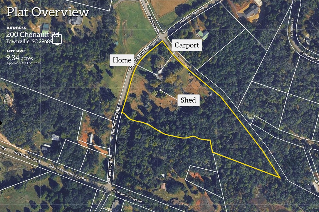 200 Chenault Road Townville, SC 29689 - Photo 3 of 43 Discover a sprawling 9.34-acre lot with potential for development, featuring a home, carport, and shed.