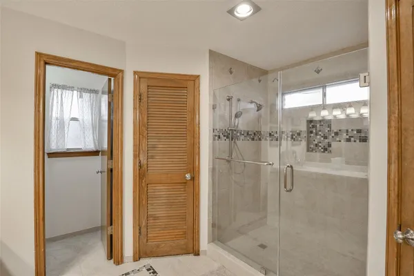 a bathroom with a shower