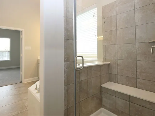 a bathroom with a shower