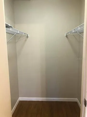 a view of small space with racks on the wall