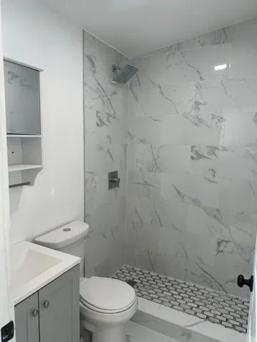 a white toilet sitting next to a shower curtain