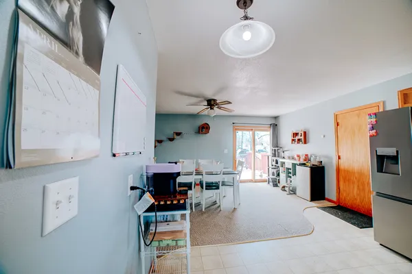 a workspace with furniture and window