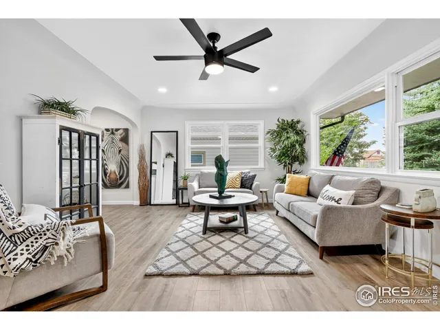 a living room with furniture rug and window