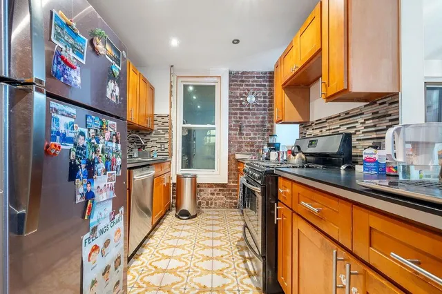 a kitchen with lots of counter top space