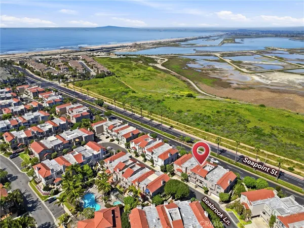 a view of an outdoor space with an ocean view
