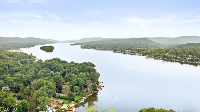 a view of lake with mountain