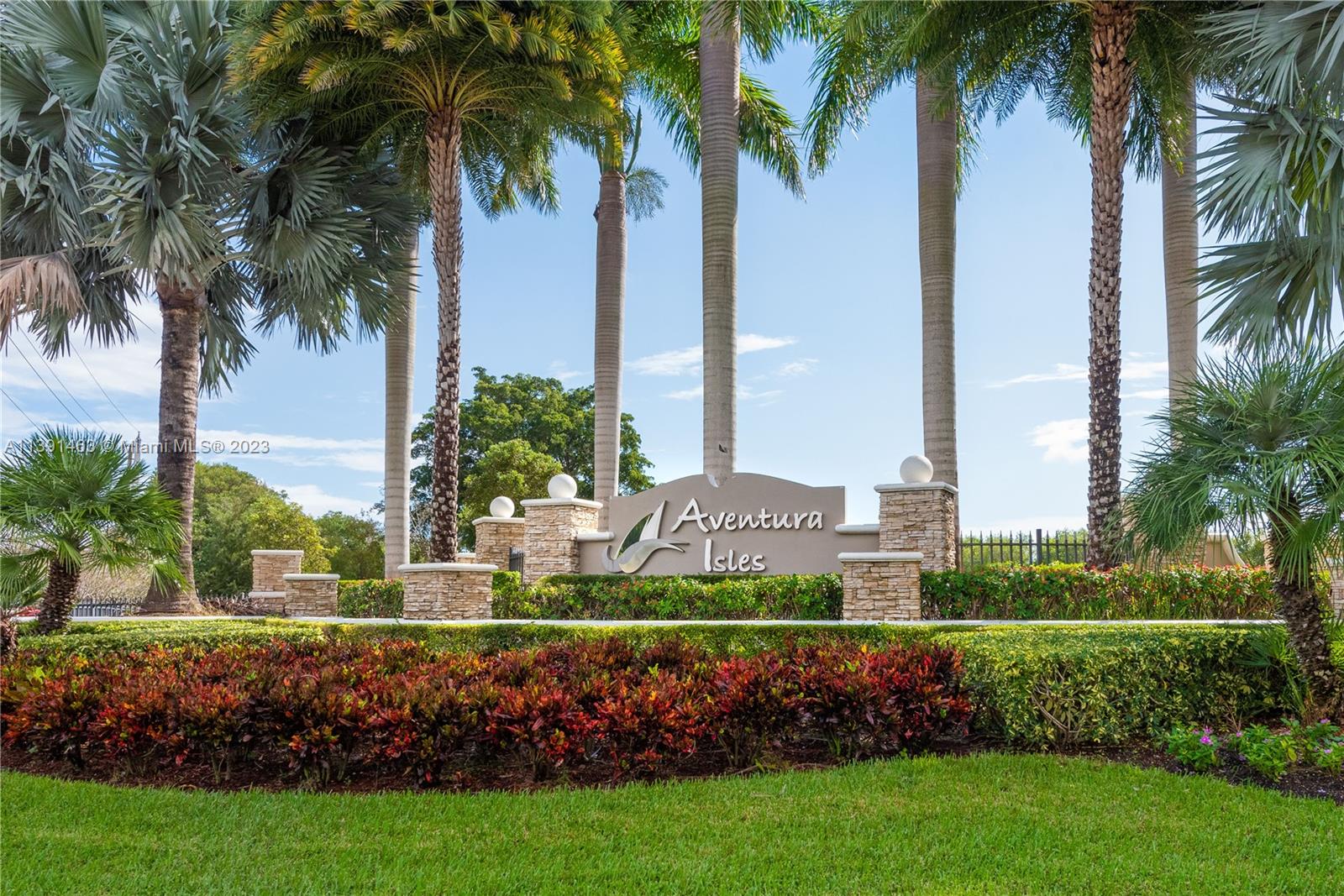 a view of a garden and palm trees