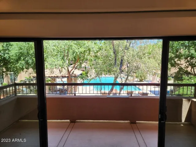 a view of a city from a balcony