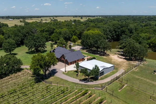 an aerial view of a house