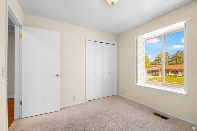 2088 Falcon Way Sandy, UT 84093 - Photo 15 of 46 Carpeted room featuring a double window with exterior street scenery, bi-fold closet doors, and an overhead light fixture