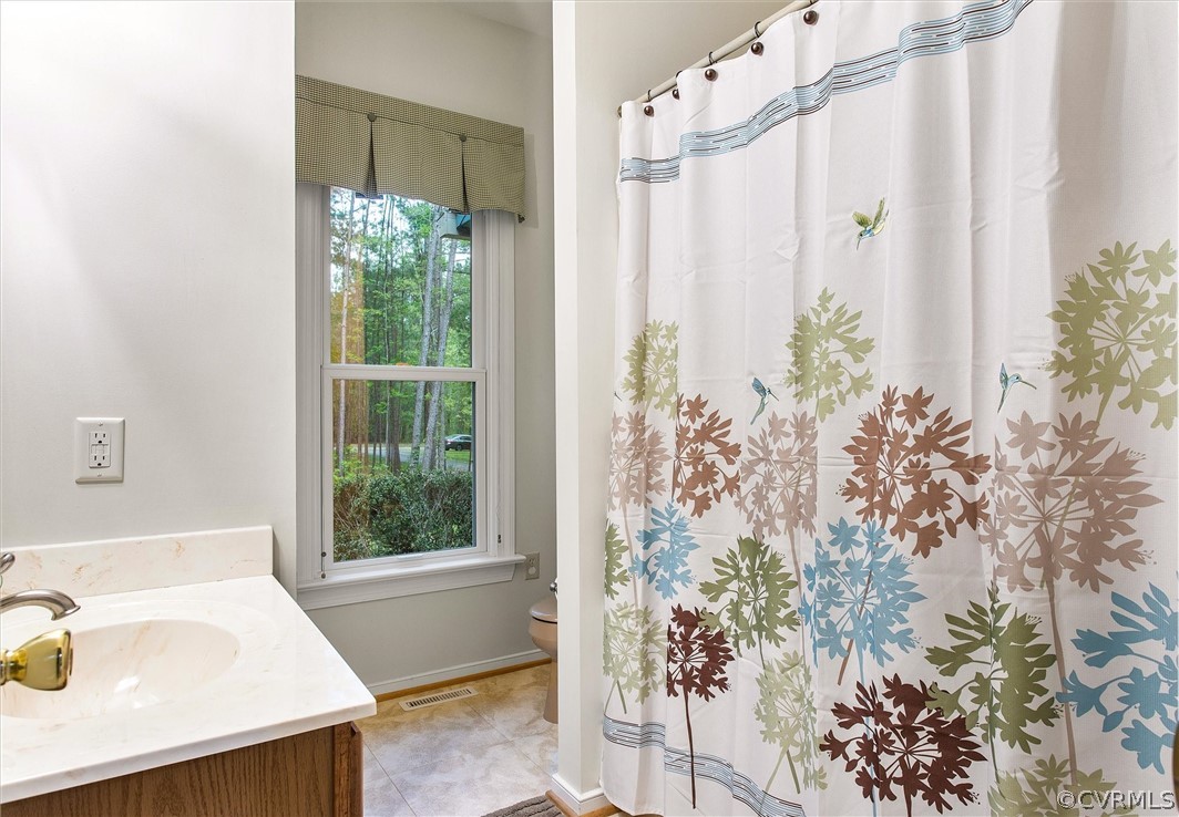 2763 Checketts Drive Sandy Hook, VA 23153 - Photo 23 of 36 a bathroom with a shower curtain and a sink