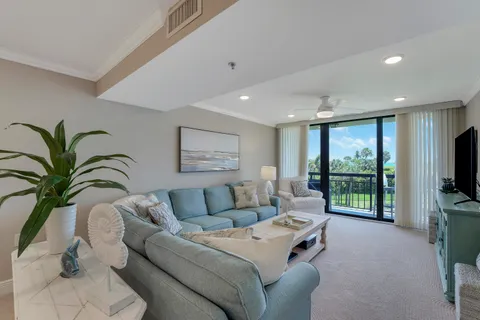 a living room with furniture potted plant and a flat screen tv