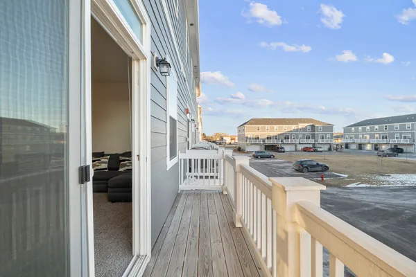 a view of a balcony with city view