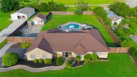 an aerial view of a house