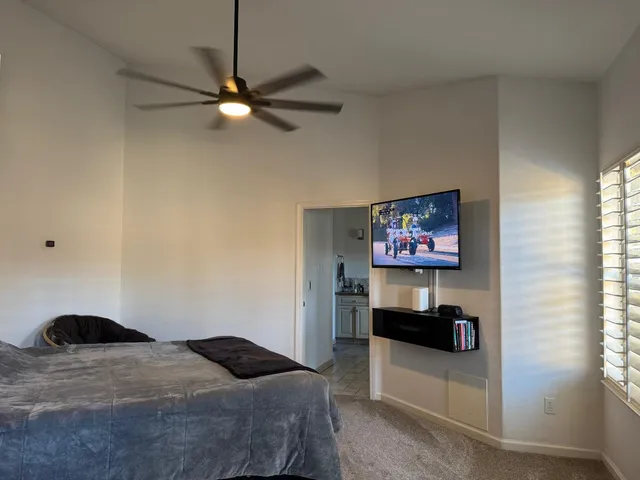 a living room with a couch and a table