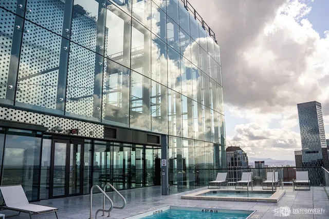a building view from a balcony