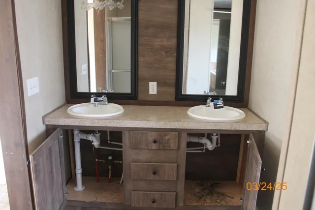 a bathroom with a bathtub