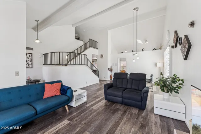 a living room with furniture