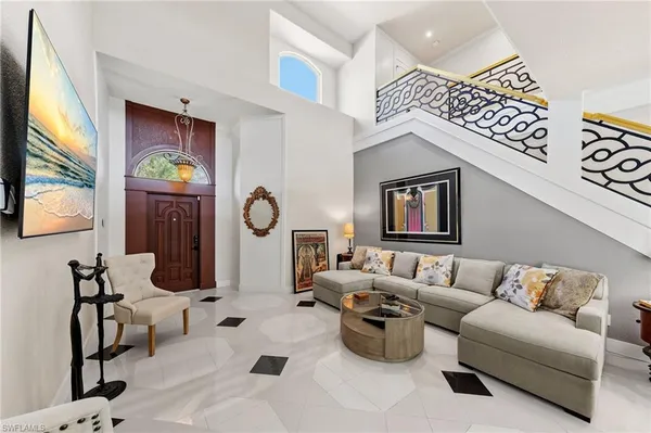 a living room with furniture