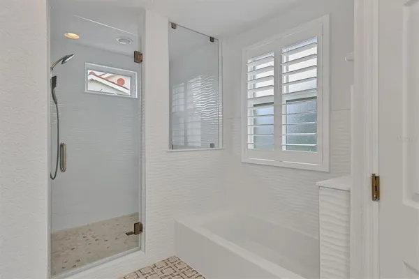 a bathroom with a shower