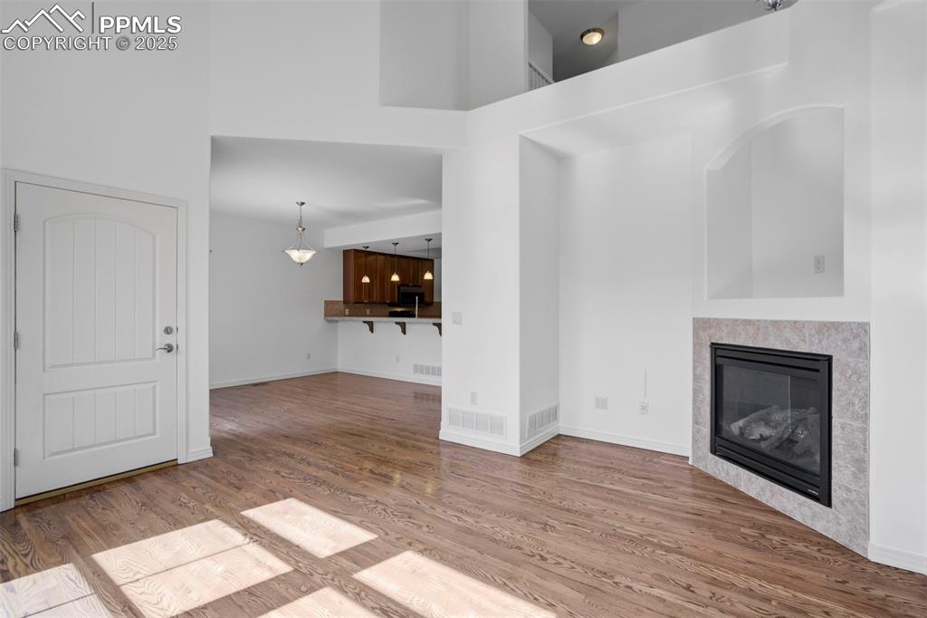1571 Promontory Bluff View Colorado Springs, CO 80921 - Photo 46 of 49 a view of empty room with a fireplace and wooden floor