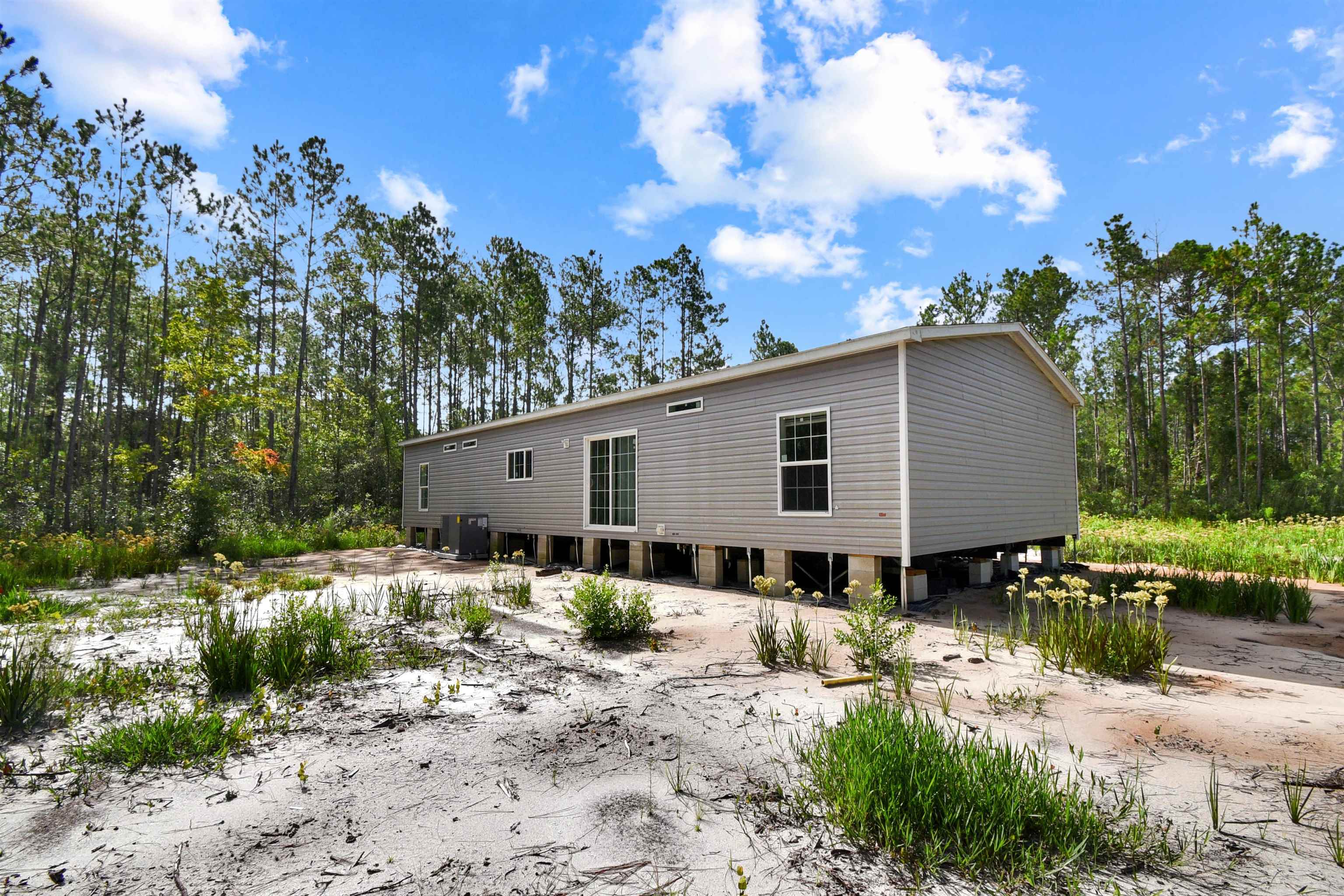 4240 Isaac Street Hastings, FL 32145 - Photo 18 of 19 Rear view of house with a wooded view and a patio area