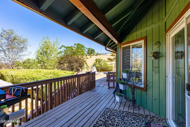 a view of a terrace with a mountain view