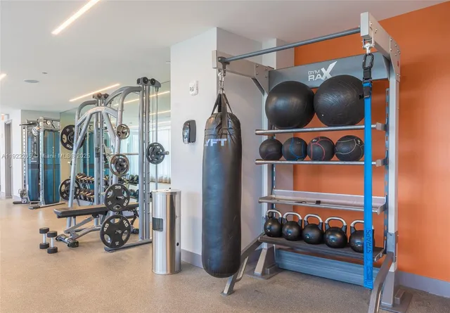 a view of a room with gym equipment