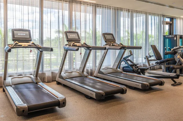 a view of a room with gym equipment