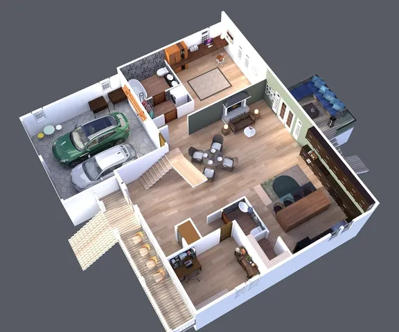 wooden floor with furniture and floor to living room