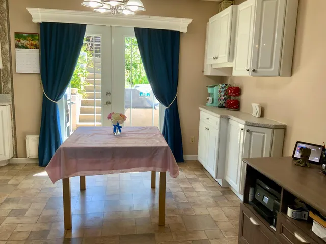 a living room with patio