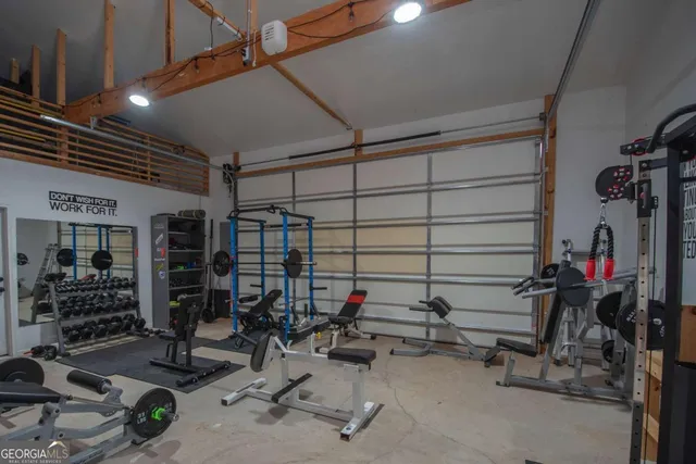 a view of a room with gym equipment
