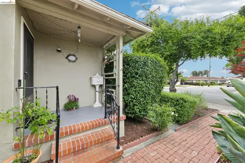 a view of backyard with outdoor seating and plants