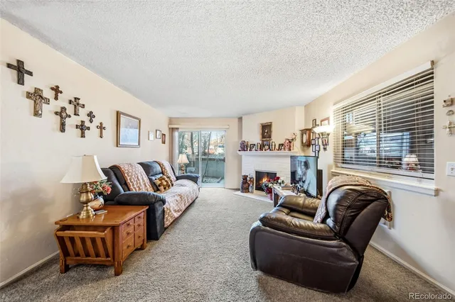 a living room with furniture or couch and a fireplace